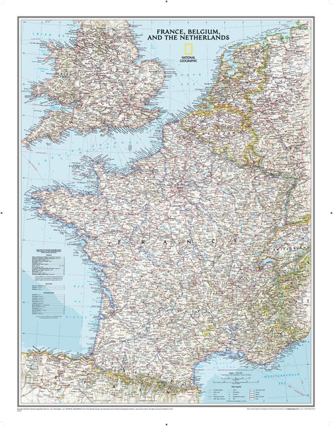 France, Belgium, and The Netherlands Reference Wall Map - Classic - Laminated (23.5 x 30.25 Inch)