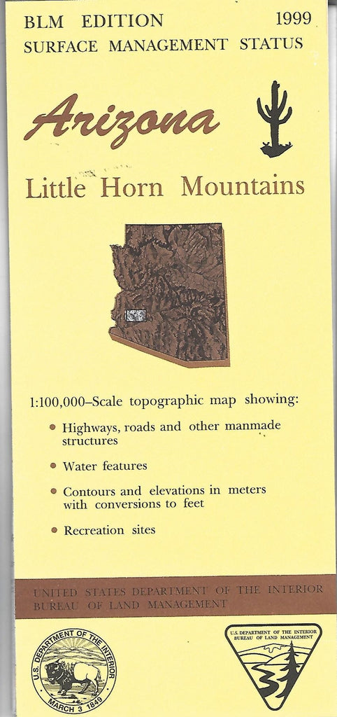 1999 Little Horn Mountains : 1:100,000-Scale Topographic Map : 60 × 30 Minute Surface Management Status (Arizona Series) - Wide World Maps & MORE!