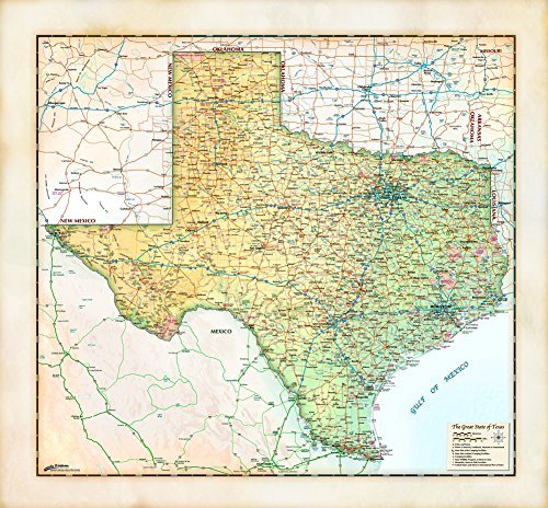 Ivory-Style The Great State of Texas Wall Map Dry Erase Laminated - Wide World Maps & MORE! - Map - Wide World Maps & MORE! - Wide World Maps & MORE!