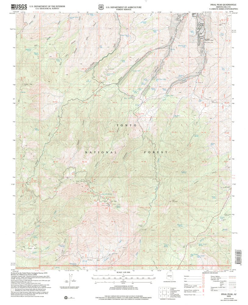 PINAL PEAK, AZ 7.5' 2004 - Wide World Maps & MORE!