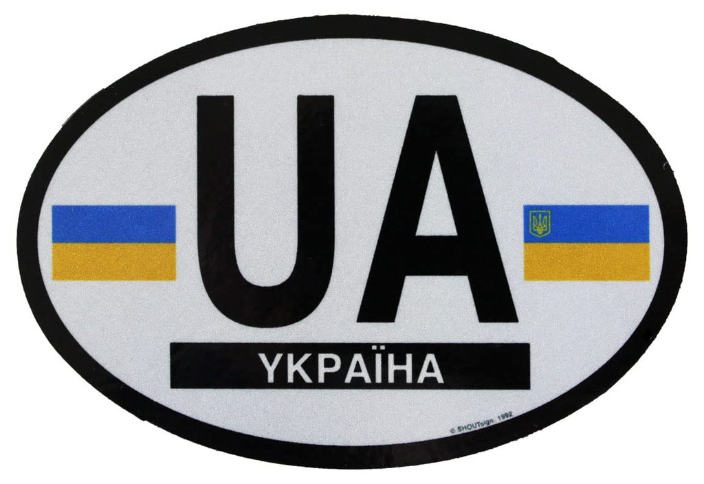 Ukraine (Trident) - Country Flag Oval Decal - Wide World Maps & MORE!
