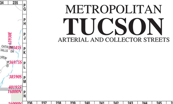 Metropolitan Tucson Arterial and Collector Streets Standard Wall Map Full-Size Dry Erase Laminated [Map] Phoenix Mapping Service - Wide World Maps & MORE!