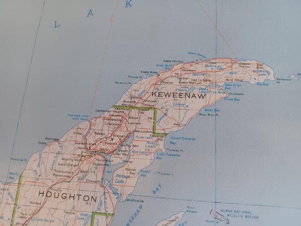 Upper Penninsula of Michigan Topographic Wall Map [Poster] - Wide World Maps & MORE!