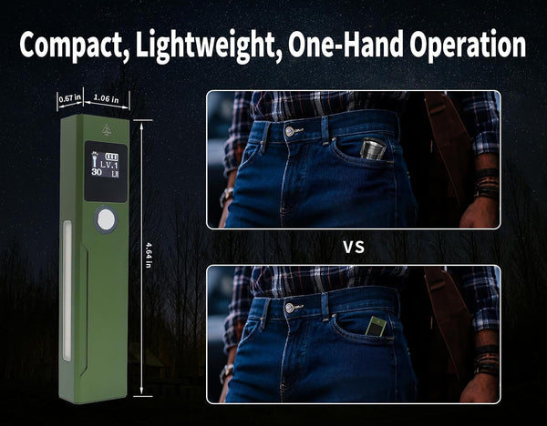 Rechargeable EDC Flat Flashlight, Compact Pocket Flash Light Combines 1200 Lumens White LED, Warm LED and Green Beam, Perfect for Outdoor, Camping, Hiking, Emergency