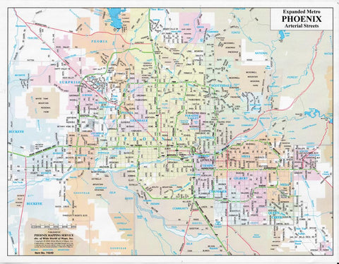 Expanded Metropolitan Phoenix Arterial Streets Notebook Map - 50 Count - Wide World Maps & MORE!