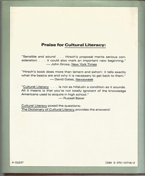 The Dictionary of Cultural Literacy: What Every American Needs to Know [Hardcover] Hirsch, E. D., Jr., et al. - Wide World Maps & MORE!