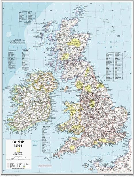 Britain and Ireland Classic Wall Map (Tubed, Paper/Non-Laminated) 23.5 x 30.25 inches Reference Map - Wide World Maps & MORE!