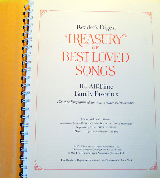 Reader's Digest Treasury of Best Loved Songs: 114 All Time Family Favorites William L Simon - Wide World Maps & MORE!