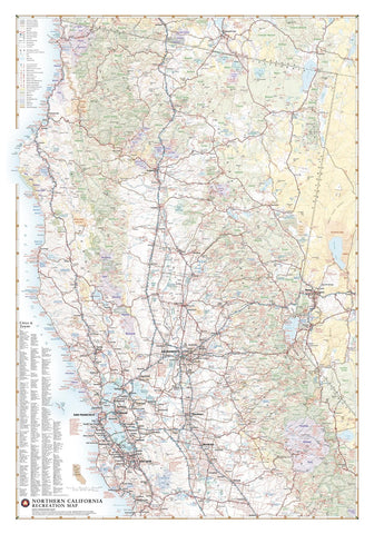 Benchmark Maps: Northern California Recreation Wall Map - 26 x 37 inches - Front Lamination - Wide World Maps & MORE!