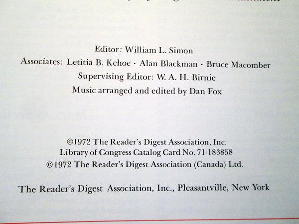 Reader's Digest Treasury of Best Loved Songs: 114 All Time Family Favorites William L Simon - Wide World Maps & MORE!