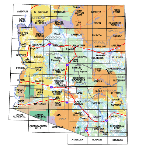 Trigo Mountains (Arizona Surface Management Status 1:100,000-Scale Topographic Map, TAZ1482) - Wide World Maps & MORE!