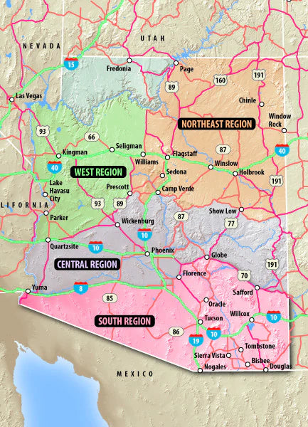 Arizona Trails Central Region (Backroads & 4-Wheel Drive Trails) - Wide World Maps & MORE!