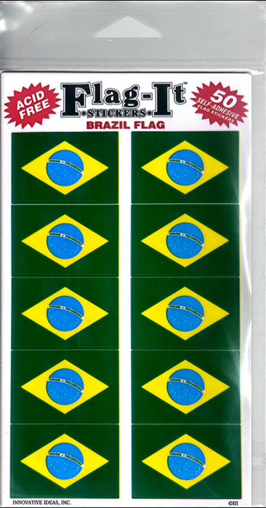 Brazil Flag Self-Adhesive Flag Stickers (50 Count)