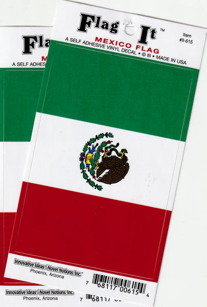Mexico Flag Self Adhesive Vinyl Decals: Two-Pack - Wide World Maps & MORE!