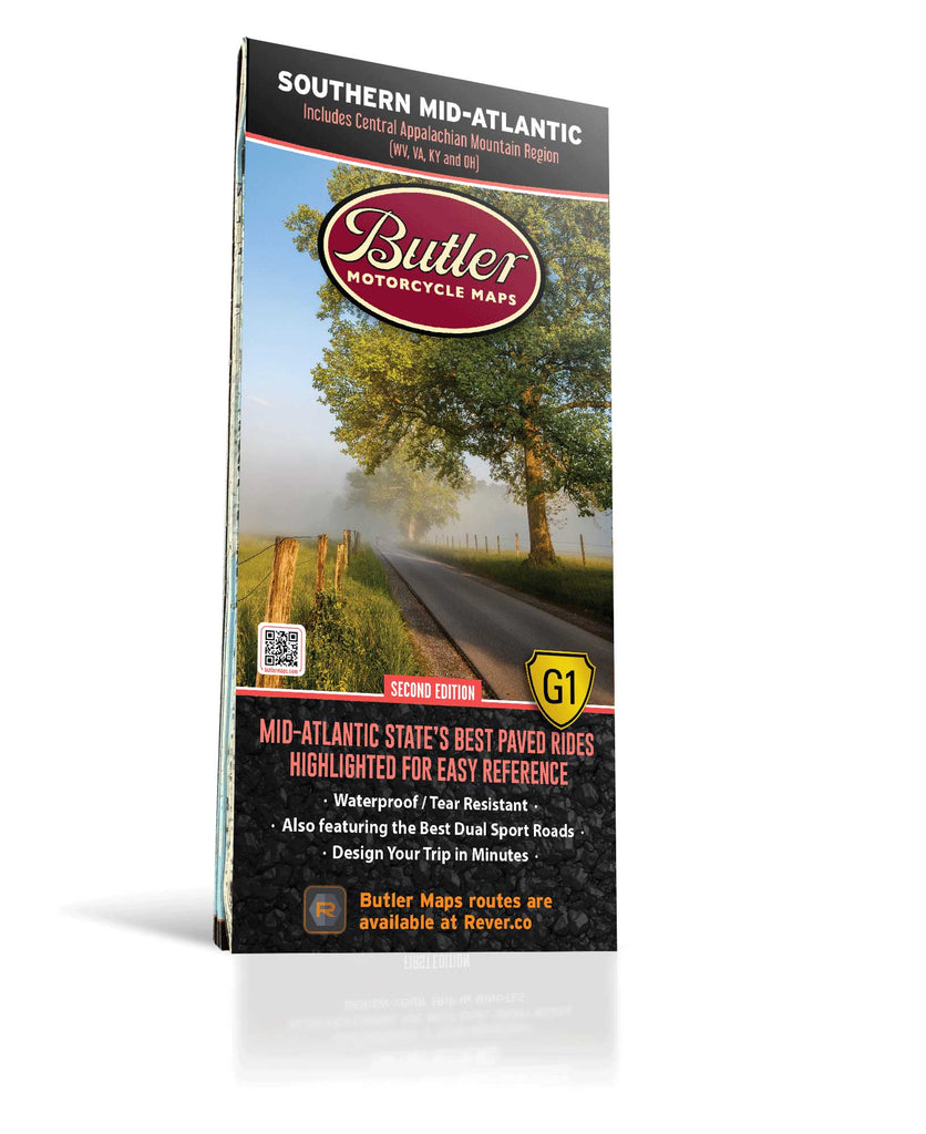 Best Paved Roads in the Southern Mid-Atlantic States - G1 Series Butler Map
