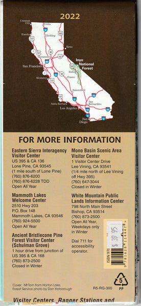 Inyo National Forest Forest Visitor Map (California) - Wide World Maps & MORE!