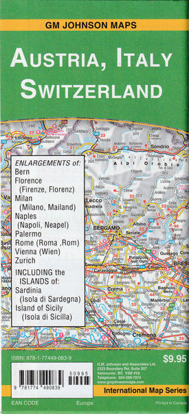 Italy, Austria, & Switzerland Paper/Non-Laminated - Wide World Maps & MORE!