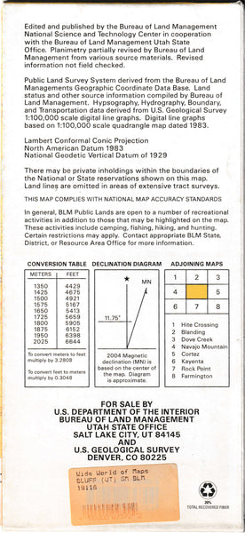 Bluff, Utah, Surface Management Status 1:100,000-Scale Topographic Map - Wide World Maps & MORE!