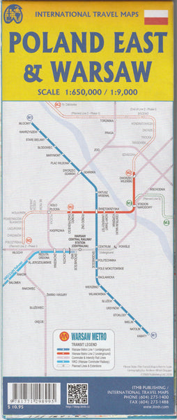 Warsaw City Map 1:9K & Poland East 1:650K ITM 2s ITMB Publishing LTD - Wide World Maps & MORE!
