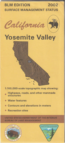 California: Yosemite Valley : 1:100,000 scale topographic map : 30 X 60 minute series (topographic) (Surface management status) United States - Wide World Maps & MORE!