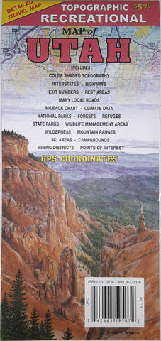 Topographic Recreational Map of Utah - Wide World Maps & MORE!