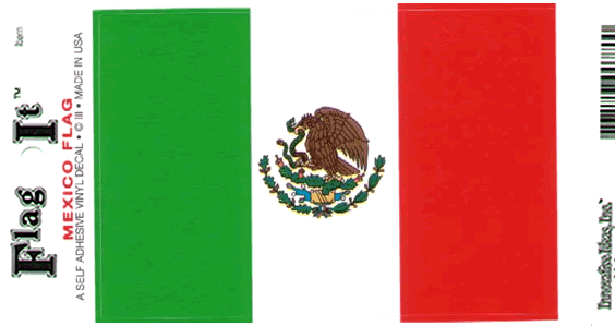 Mexico Flag Self Adhesive Vinyl Decals: Two-Pack - Wide World Maps & MORE!