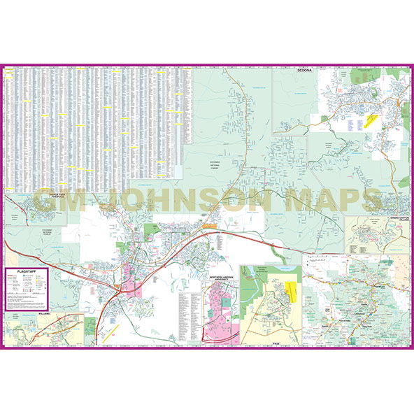 City Street Map Flagstaff Prescott Sedona Dry Erase Laminated - Wide World Maps & MORE!