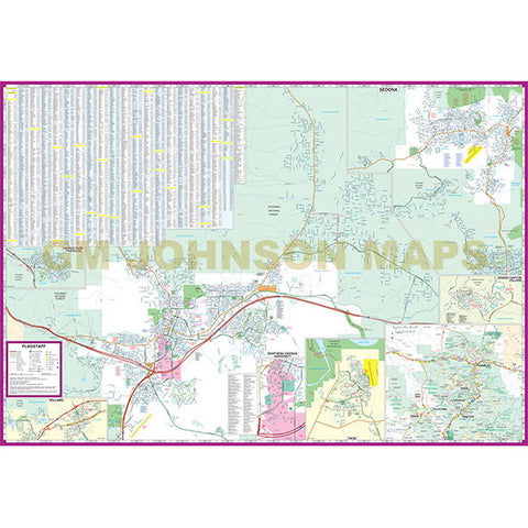 City Street Map Flagstaff Prescott Sedona Dry Erase Laminated - Wide World Maps & MORE!