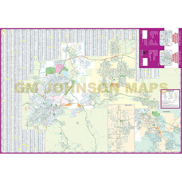 City Street Map Flagstaff Prescott Sedona Dry Erase Laminated - Wide World Maps & MORE!