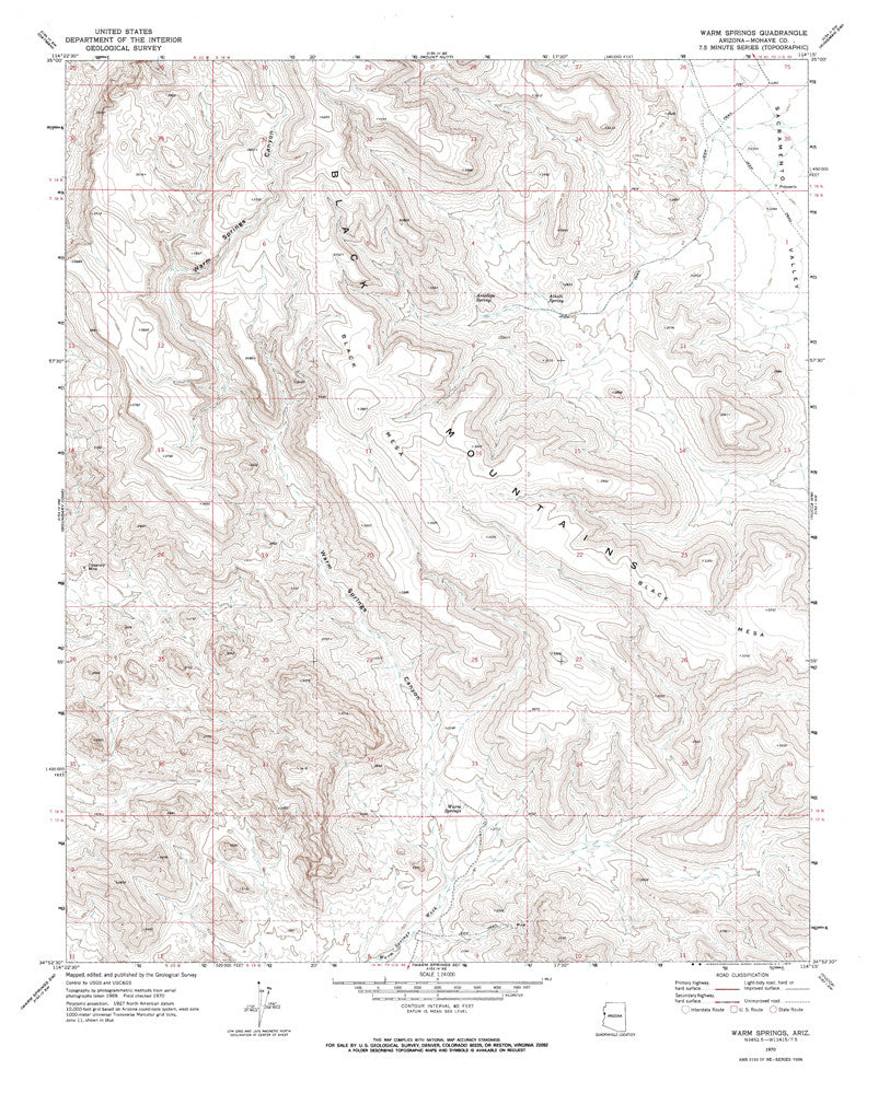 WARM SPRINGS, Arizona 7.5' - Wide World Maps & MORE!