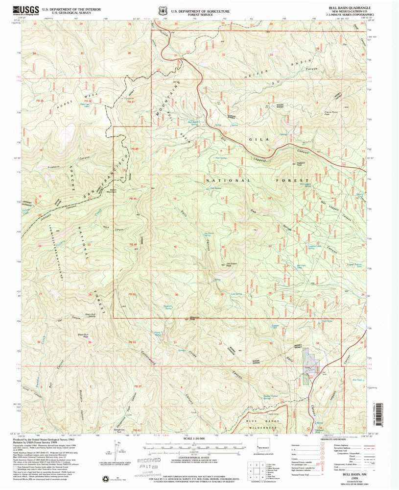 Bull Basin, New Mexico (7.5'×7.5' Topographic Quadrangle) - Wide World Maps & MORE!