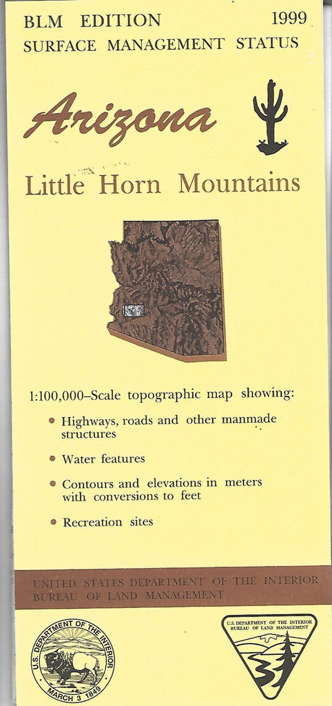1999 Little Horn Mountains : 1:100,000-Scale Topographic Map : 60 × 30 Minute Surface Management Status (Arizona Series) - Wide World Maps & MORE!