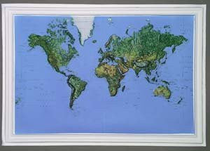 American Educational Products Raised Relief Map K-WO2316 World Small 23 Inch x 16 Inch - Wide World Maps & MORE!