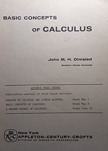 Basic Concepts of Calculus (The Appleton-Century Mathematics Series) - Wide World Maps & MORE!