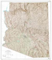 State of Arizona Base Map and Contours Shaded Relief (Dry-Erase Laminated) [Map] United States Geological Survey - Wide World Maps & MORE!