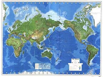 The World Physical Wall Map Dry Erase Ready-to-Hang - Wide World Maps & MORE! - Map - United States Department of Defense - Wide World Maps & MORE!
