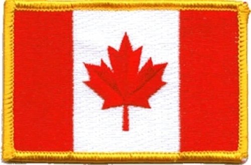 Canada Flag Iron-On Patch [3.5×2in. - Red/White] 1-Pack - Wide World Maps & MORE! - Art and Craft Supply - Flag It - Wide World Maps & MORE!