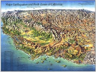 Major Earthquakes and Fault Zones in California Map - Laminated [Map] James Dewey and staff - Wide World Maps & MORE!