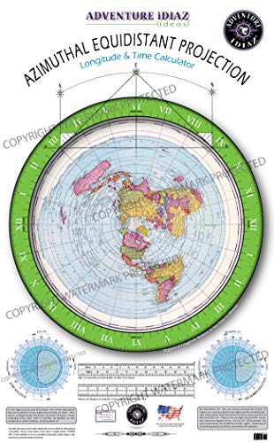 Azimuthal Equidistant Projection of the World - Flat Earth Map (No Dial Arms Nor Instructions) - Wide World Maps & MORE! - Map - Adventure iDiaz Maps - Wide World Maps & MORE!