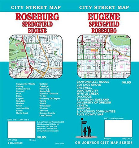 Eugene / Springfield / Roseburg, Oregon Street Map GM Johnson - Wide World Maps & MORE!