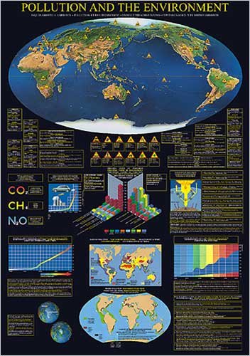 Poster, Pollution and the Environment, 26.75 in X 38.5 in. Ships same day. - Wide World Maps & MORE!