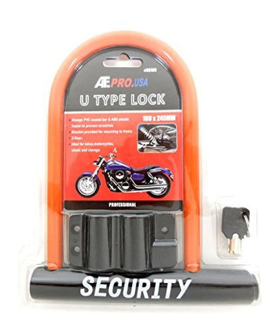 ATE U Type Lock U Shackle Carrier Bracket Security Lock for Bicycle or Motorcycle ,Orange - Wide World Maps & MORE! - Sports - American Tool Group - Wide World Maps & MORE!