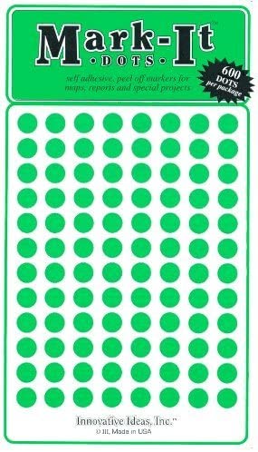 Large 1/4" Removable Mark-It Brand Dots for Maps, Reports, or Projects - Green - Wide World Maps & MORE! - Office Product - Innovative Ideas - Wide World Maps & MORE!