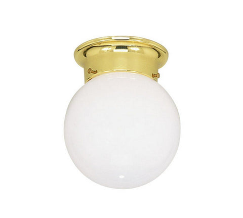 Livex Lighting 7004-02 Polished Brass 1 Light 60W Flushmount Ceiling Light with Medium Bulb Base and Opal Glass from Ceiling Mounts Series Ceiling MountsCollection - Wide World Maps & MORE! - Lighting - Wide World Maps & MORE! - Wide World Maps & MORE!