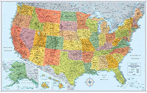 Signature Edition U.S. Wall Map Dry Erase Laminated Rolled - Wide World Maps & MORE! - Map - Rand McNally and Company - Wide World Maps & MORE!