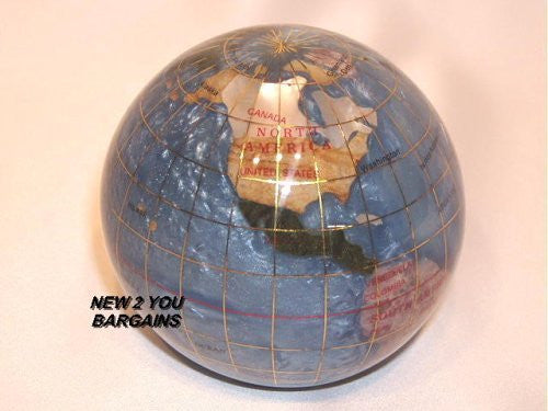 Marine Blue 3" Gemstone Globe Paperweight in Gift Box - Wide World Maps & MORE!