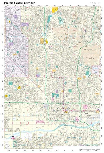 Phoenix Central Corridor Full-Size Dry Erase Ready-to-Hang - Wide World Maps & MORE!