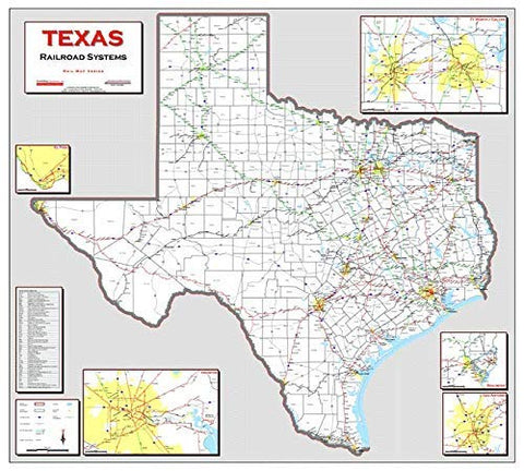 Texas Railroad Systems Gloss Laminated Wall Map - Wide World Maps & MORE! - Book - Wide World Maps & MORE! - Wide World Maps & MORE!
