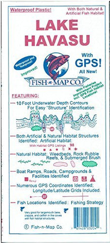 Lake Havasu Improved! with Fisheries Improvement Project Including GPS Fish Habitat Locations! - Wide World Maps & MORE! - Map - Fish-N-Map - Wide World Maps & MORE!