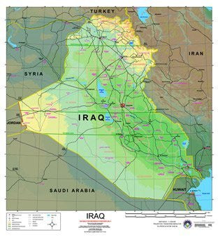 Iraq Wall Map Gloss Laminated Ready-to-Hang - Wide World Maps & MORE!